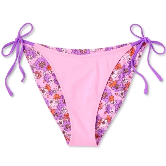 NWT Wild Fable Women's Reversible Floral Side Tie Bikini Swim Bottoms XL 16 - Picture 1 of 7
